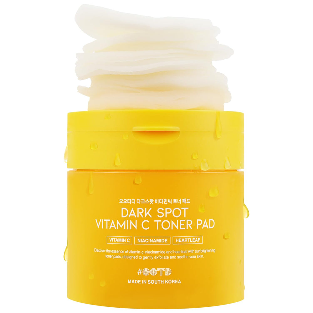 OOTD Vitamin C Toner Pad packaging shows vegan formula for daily refreshing skincare.
