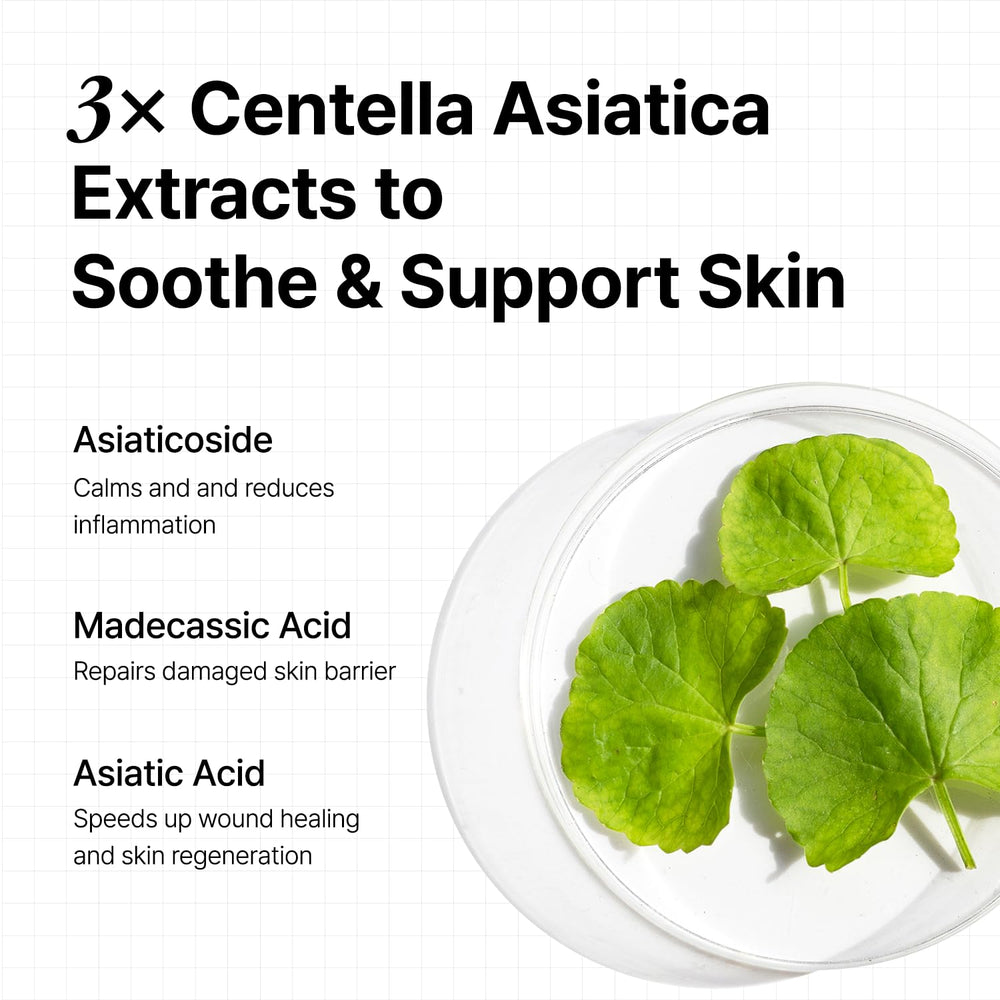 OOZNARY Centella complex illustration emphasizes soothing redness and barrier support.