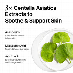OOZNARY Centella complex illustration emphasizes soothing redness and barrier support.