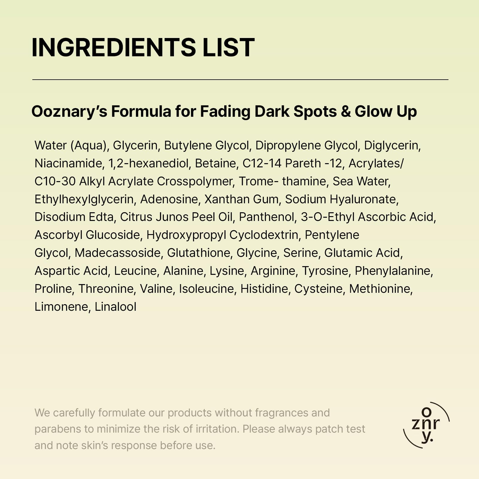 OOZNARY Vita 3 Serum Centella Asiatica and Glutathione support for sensitive skin routine.