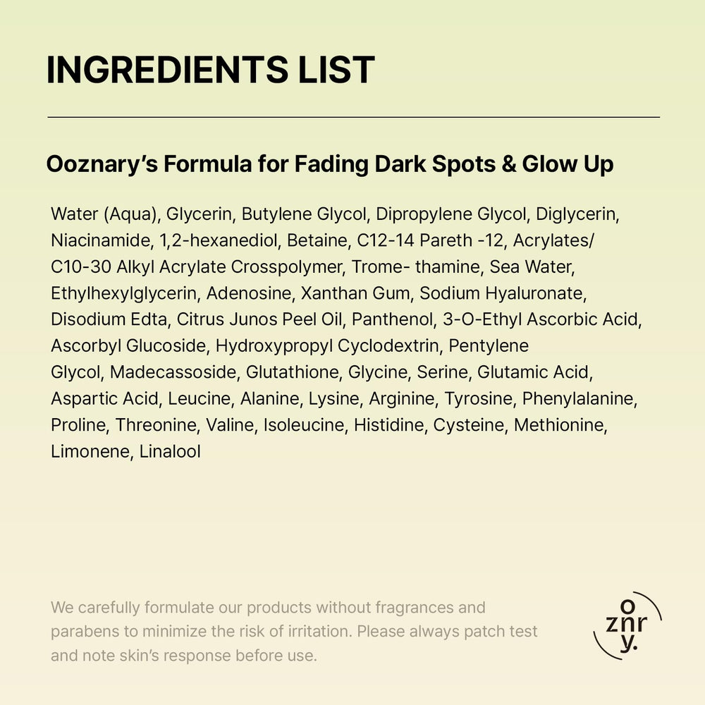 OOZNARY Vita 3 Serum Centella Asiatica and Glutathione support for sensitive skin routine.