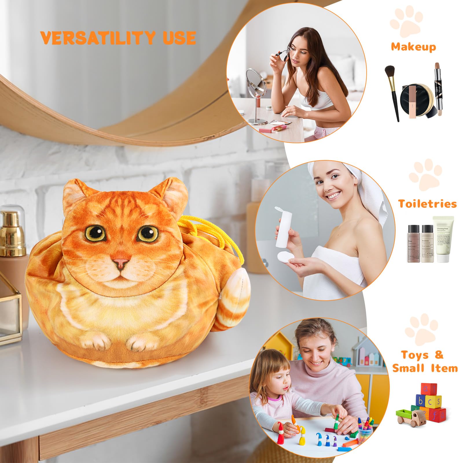 Openhahaha cosmetics organizer on dressing table keeps items tidy.