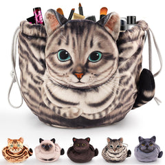 Openhahaha drawstring travel organizer with cat design keeps cosmetics organized on the go.