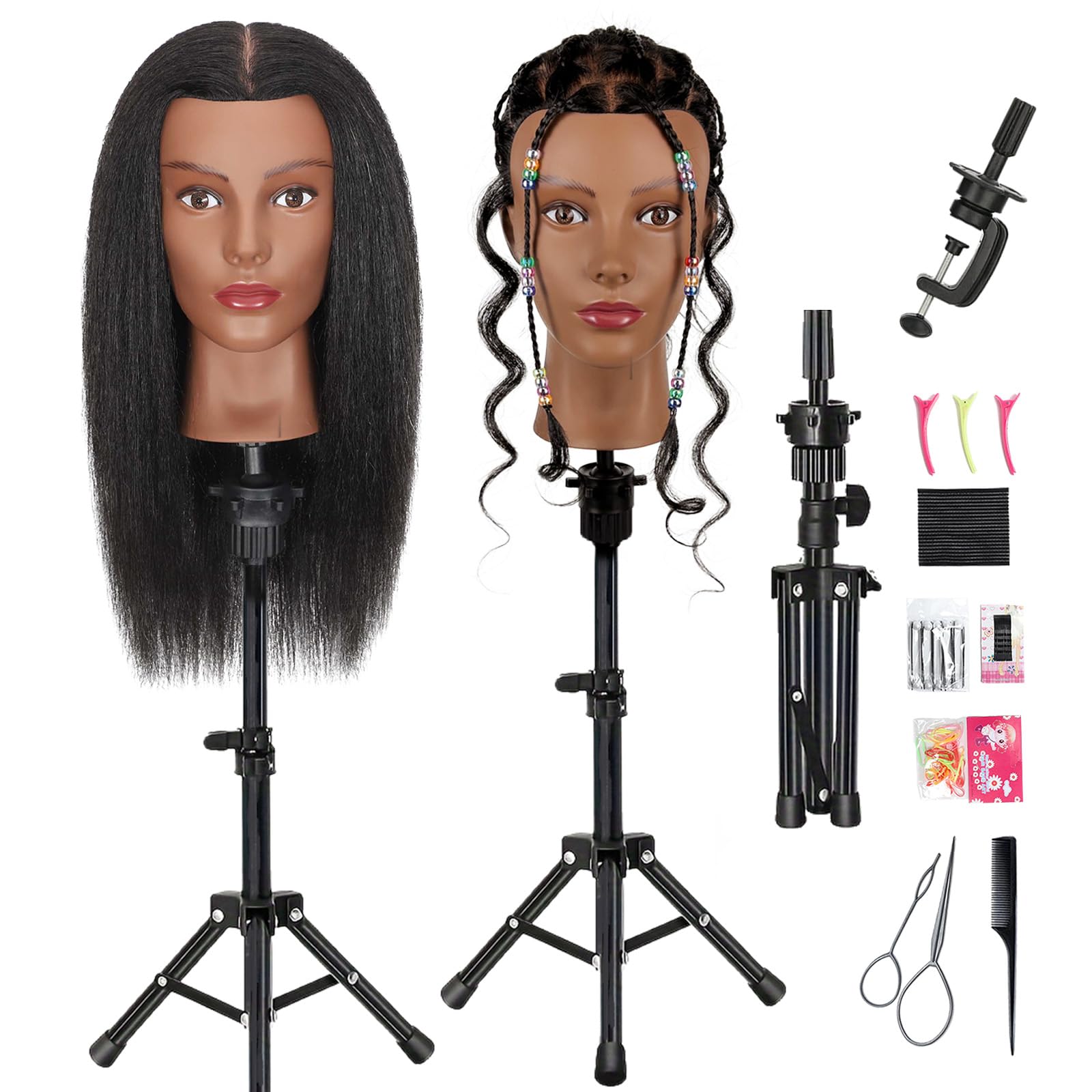 Opini 18-inch mannequin head on a tripod stand for versatile hair practice