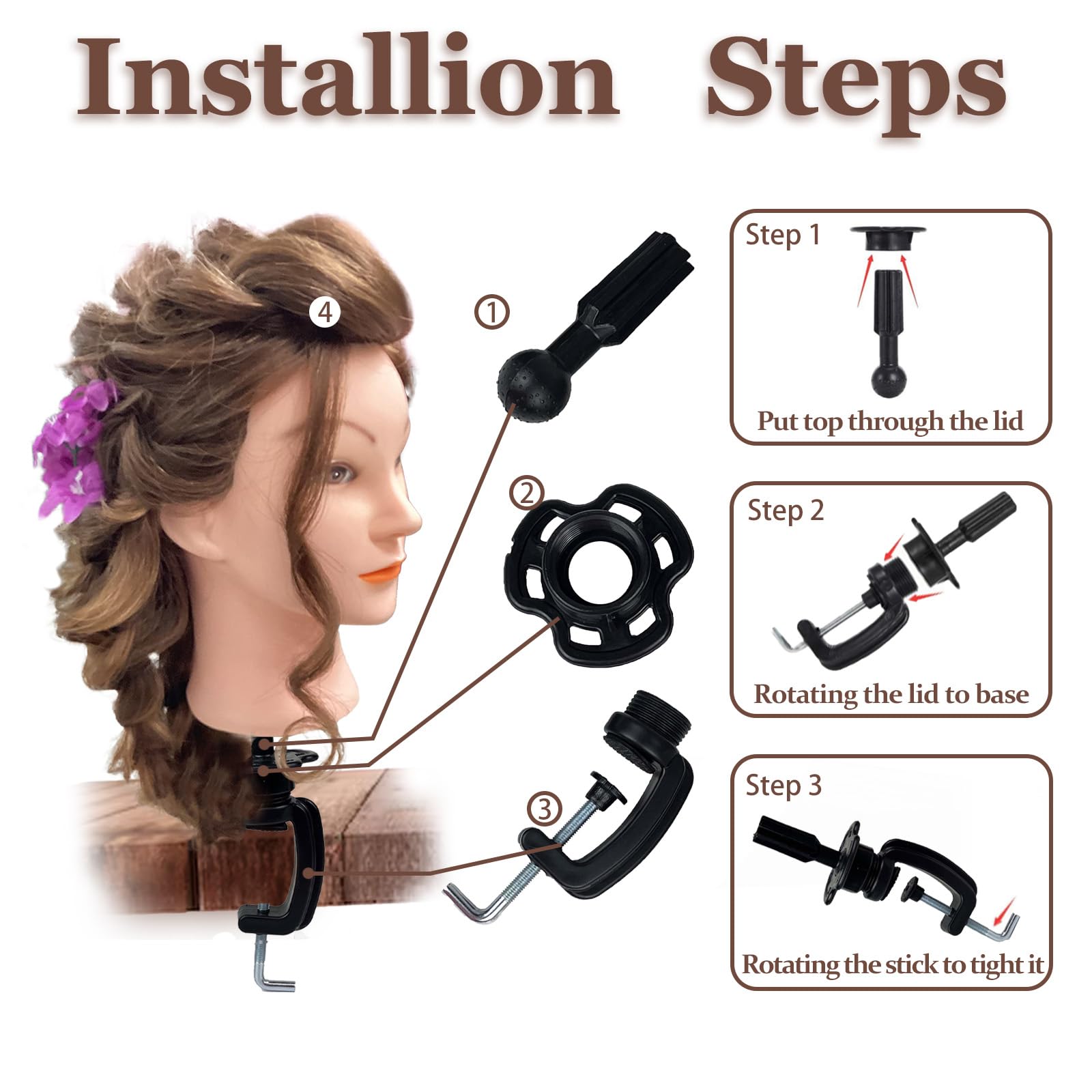 Opini mannequin head braiding practice with 180 density realism.
