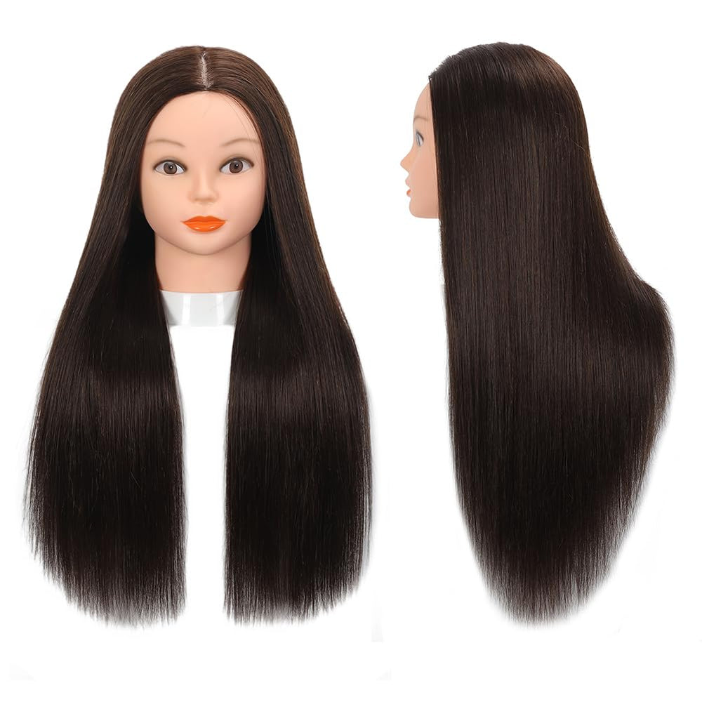 Opini mannequin head supports curling and straightening with heat safety guidance.