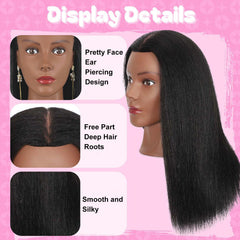 Opini real-human-hair mannequin head close-up showing thick natural hair for braiding