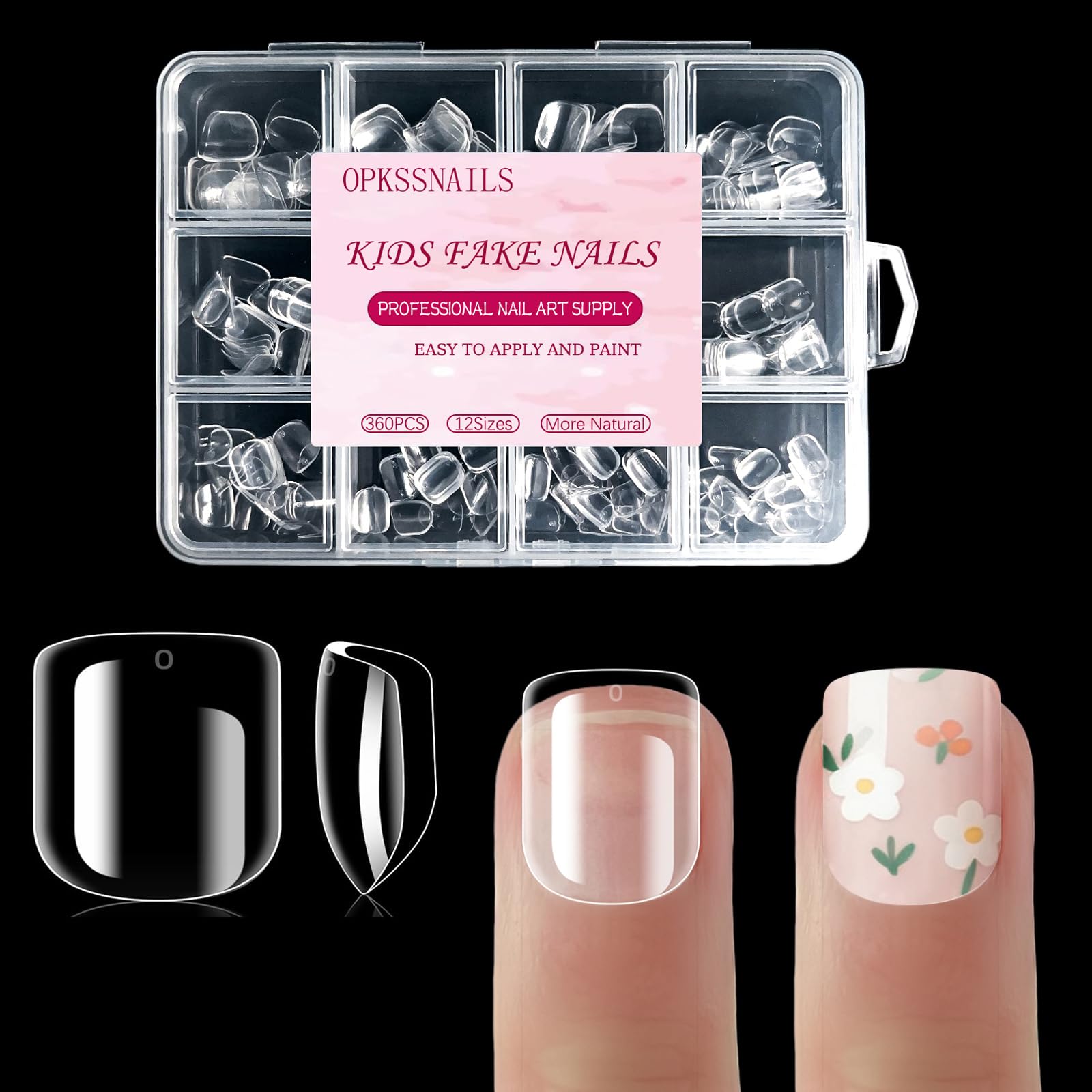 OPkssnails extra-short kid nail tips pack for quick at home manicures