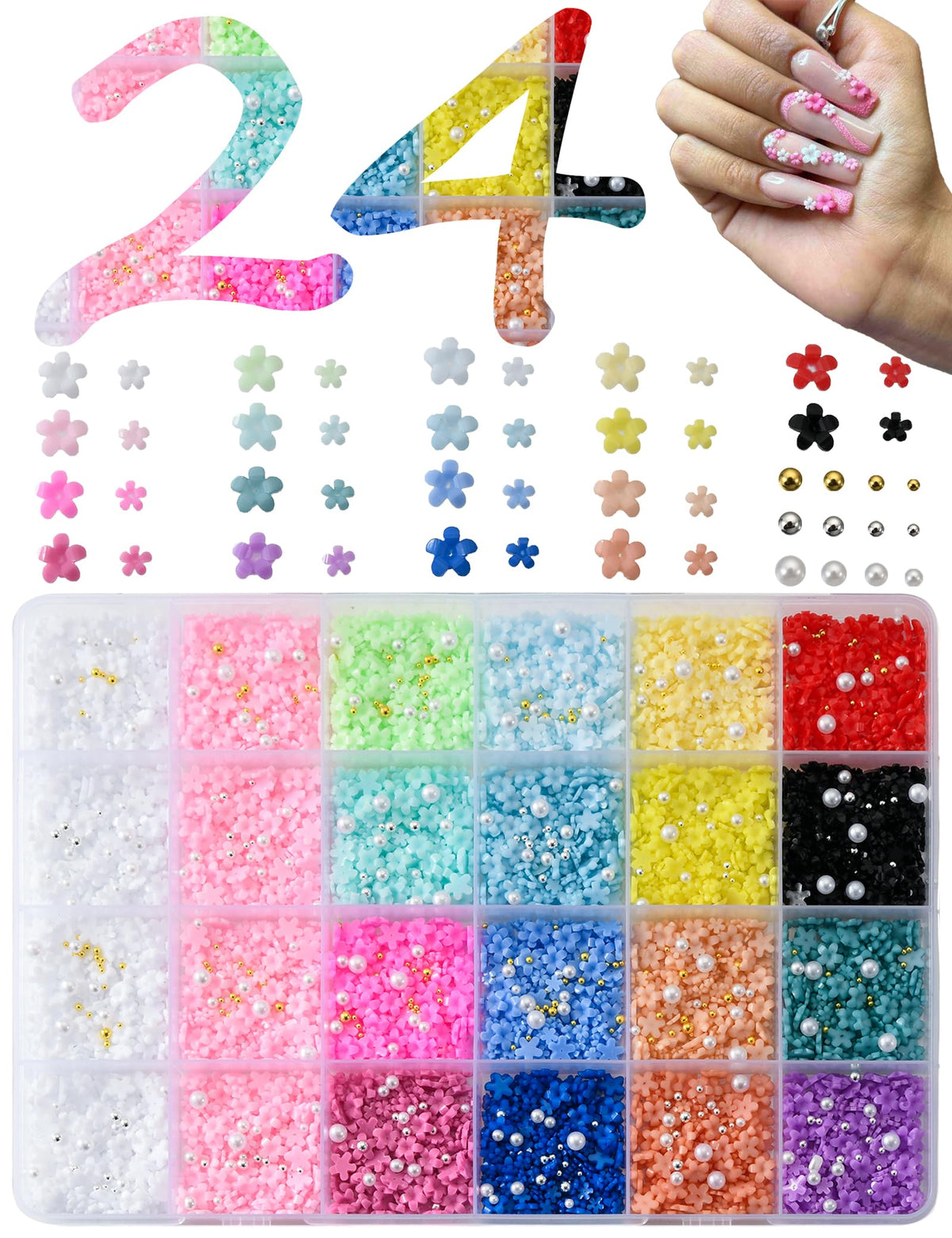 OPMADM flower nail charms collection for vibrant DIY nail art creativity