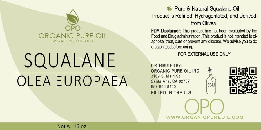 OPO Squalane Oil olive-origin close-up highlights plant-derived, vegan ingredients for skin hydration.