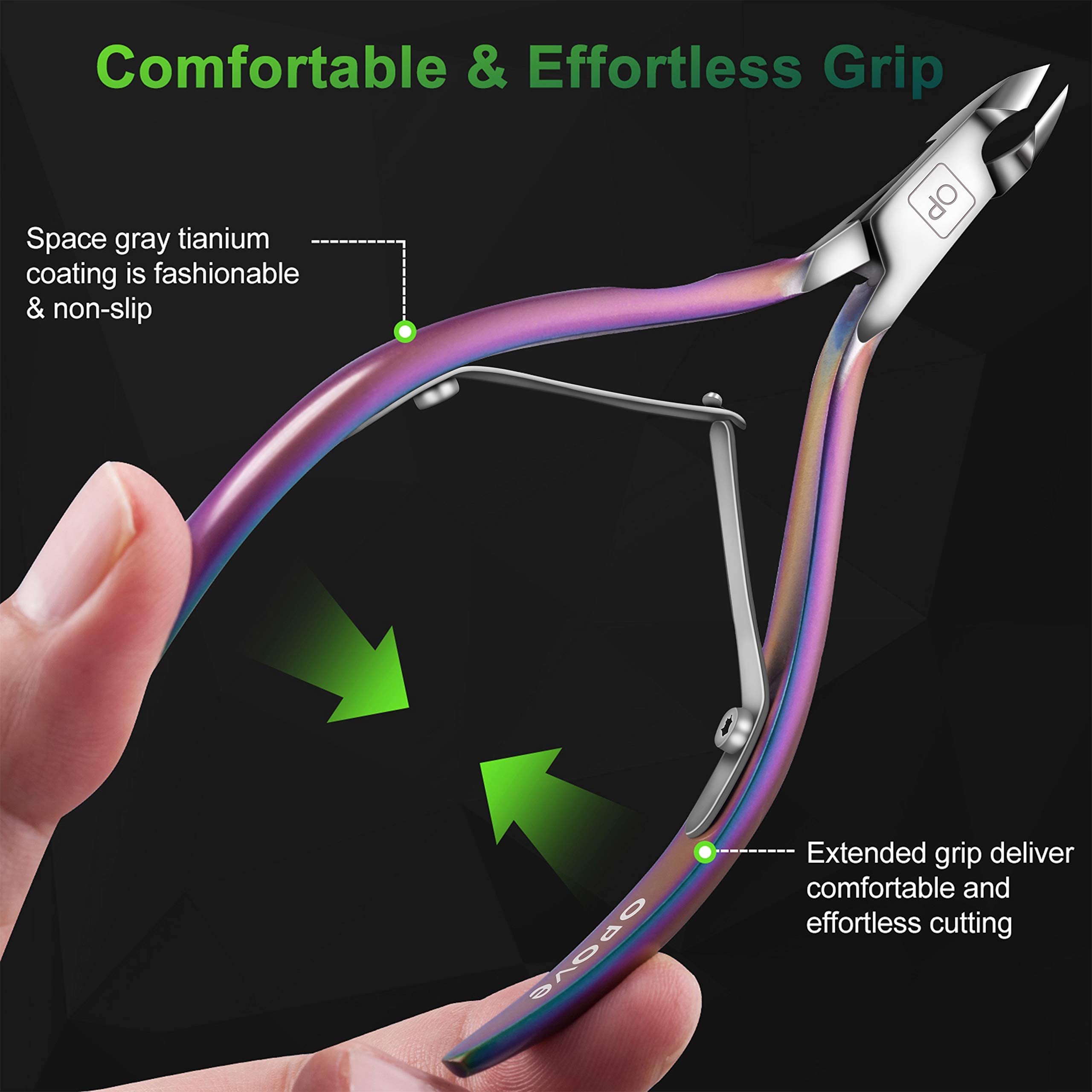 opove X7 rainbow gradient blade close-up showing durable surgical stainless steel