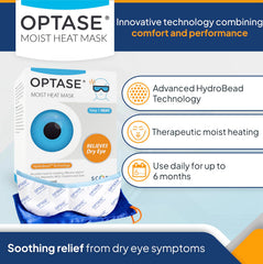 Optase Moist Heat Mask hydrobead close-up demonstrates moisture-absorption for extended warmth.