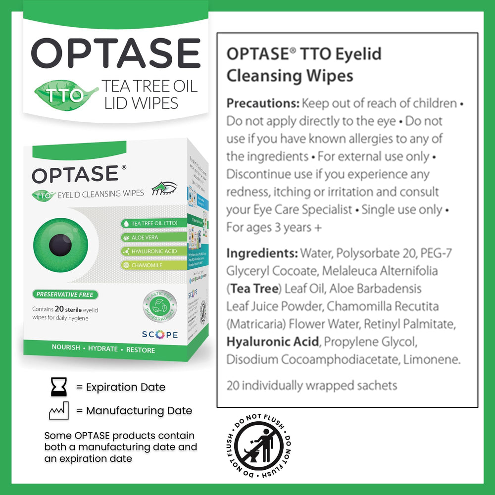 Optase TTO single-wipe open highlights on-the-go eyelid care.