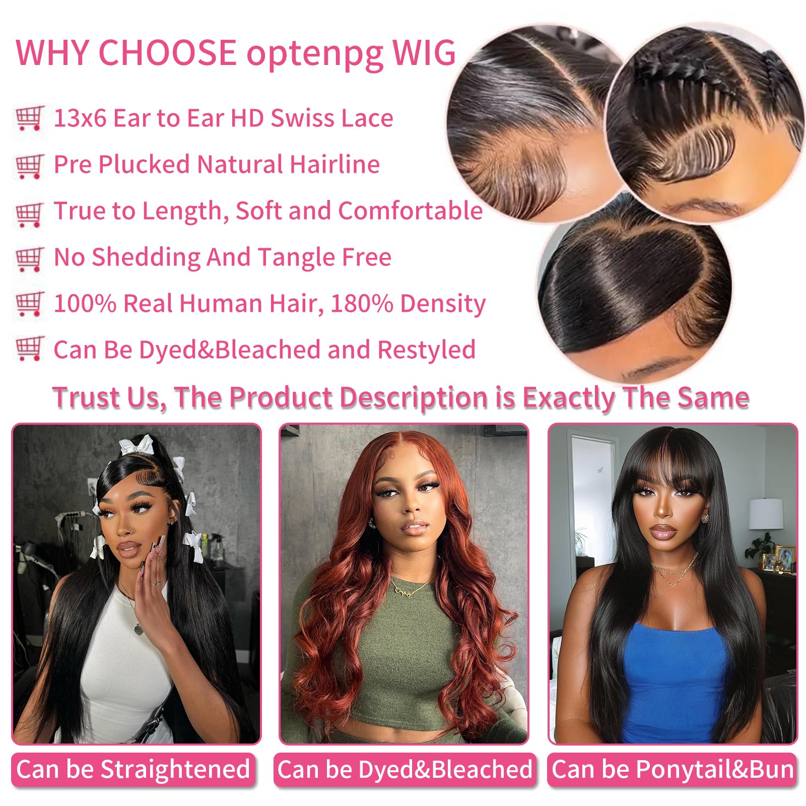 optenpg wig cap with adjustable straps and four combs for secure fit