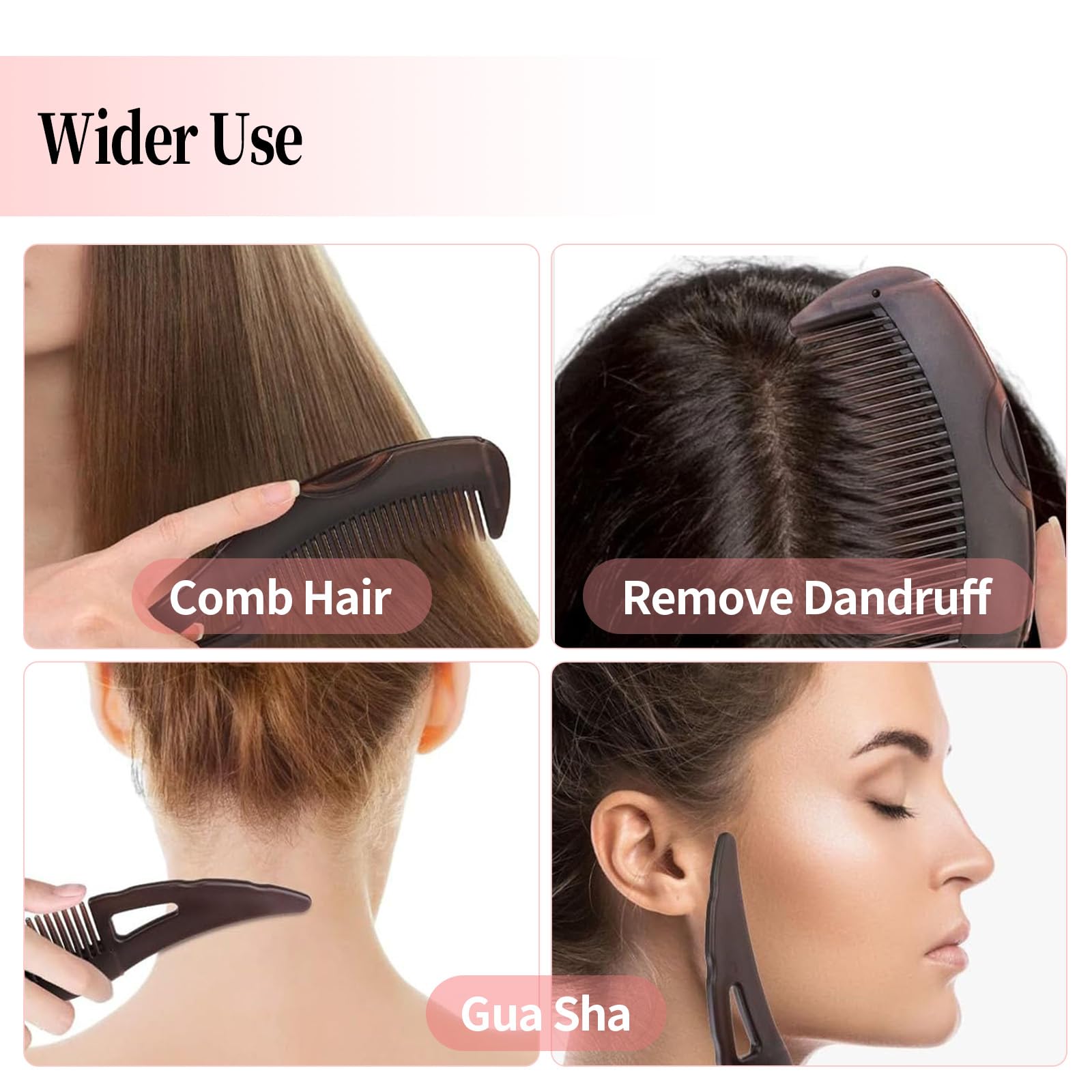 Optisake Dandruff Comb ergonomic handle for comfortable grip during brushing.