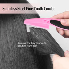 Optisake Dandruff Comb stainless steel construction highlights durability and long-term use.