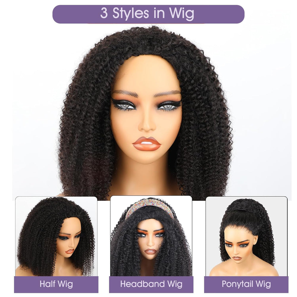 OQ Hair Afro Curly Half Wig 18in natural hairline edge for believable transition