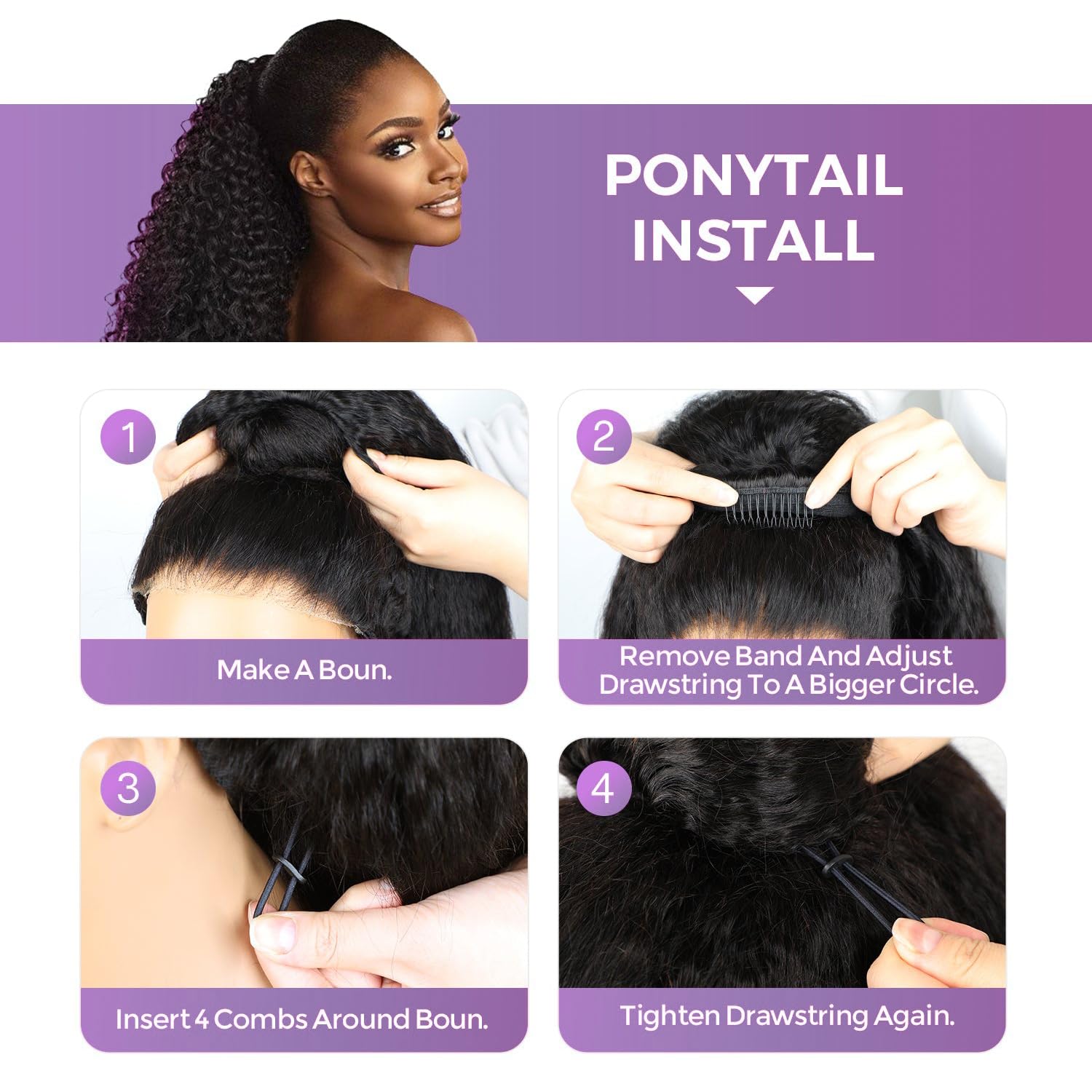 OQ Hair Afro Curly Half Wig packaging and care guidance for longevity