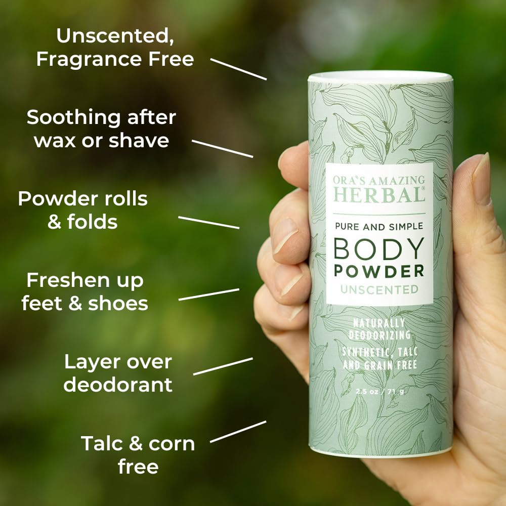Ora's Amazing Herbal after waxing powder applied for soothing post-care