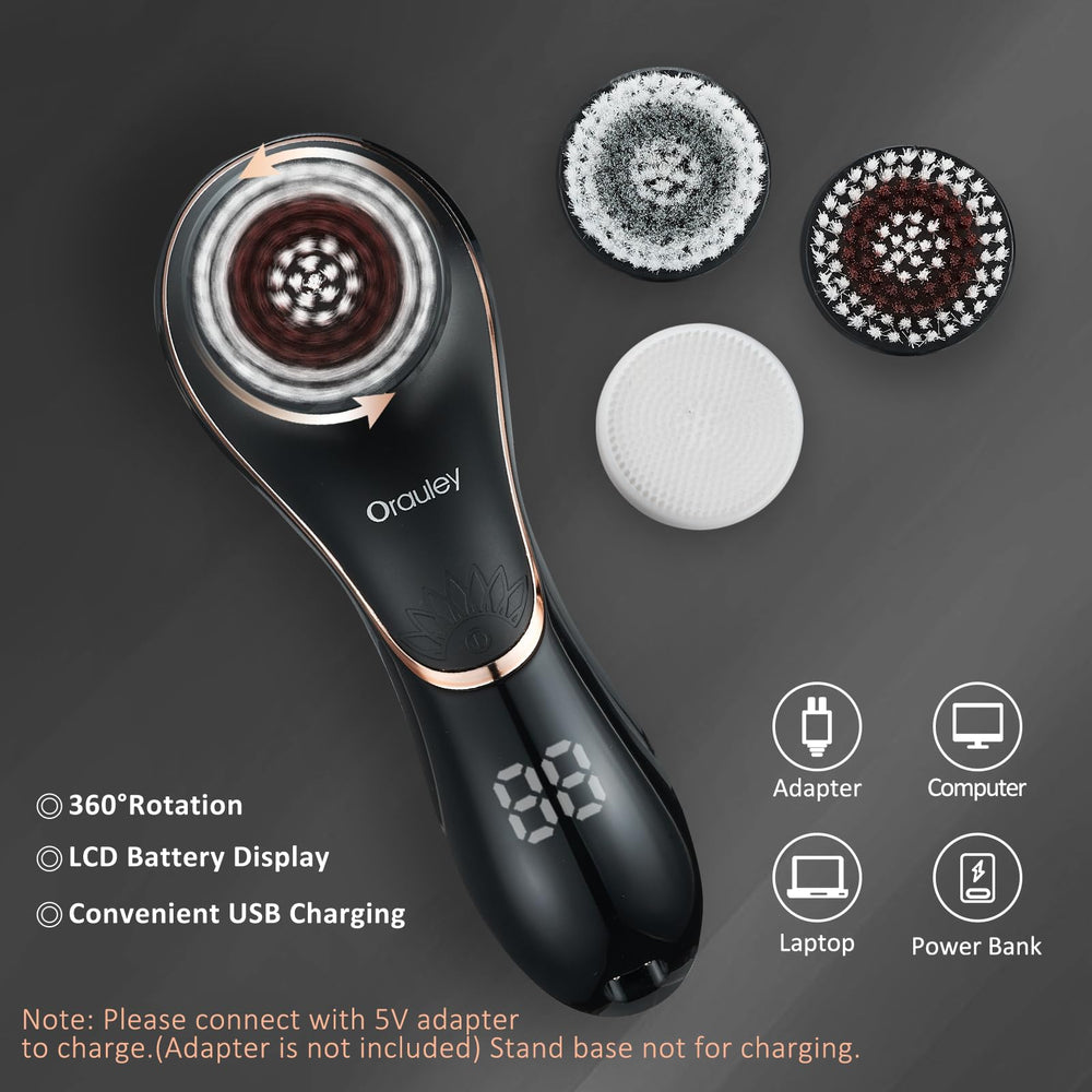 Orauley facial cleansing brush with 1200mAh battery for long-lasting charge.