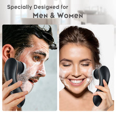 Orauley facial cleansing brush with two exfoliating heads for deeper cleansing.