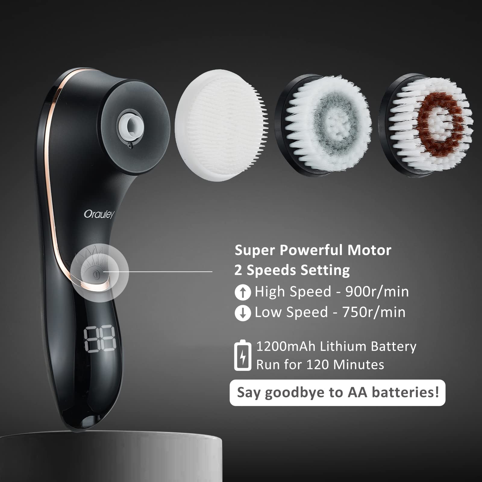 Orauley facial cleansing brush compact handheld design enables easy routine.