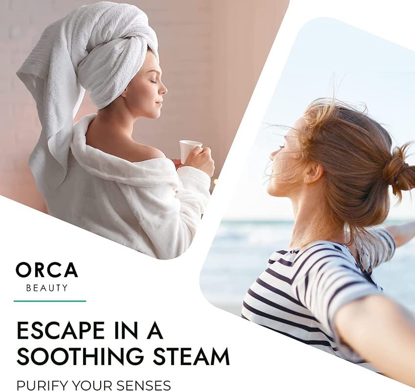 Orca Beauty shower steamers with 3% essential oils activate in seconds for instant ambience