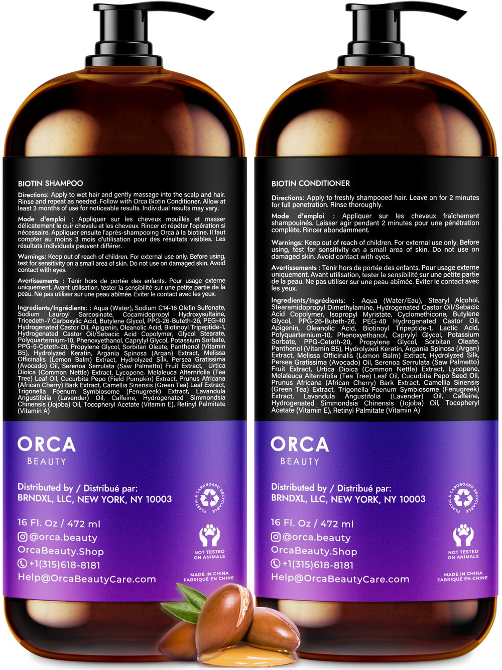 Orca Beauty Biotin Conditioner bottle for nourished, fuller-looking hair