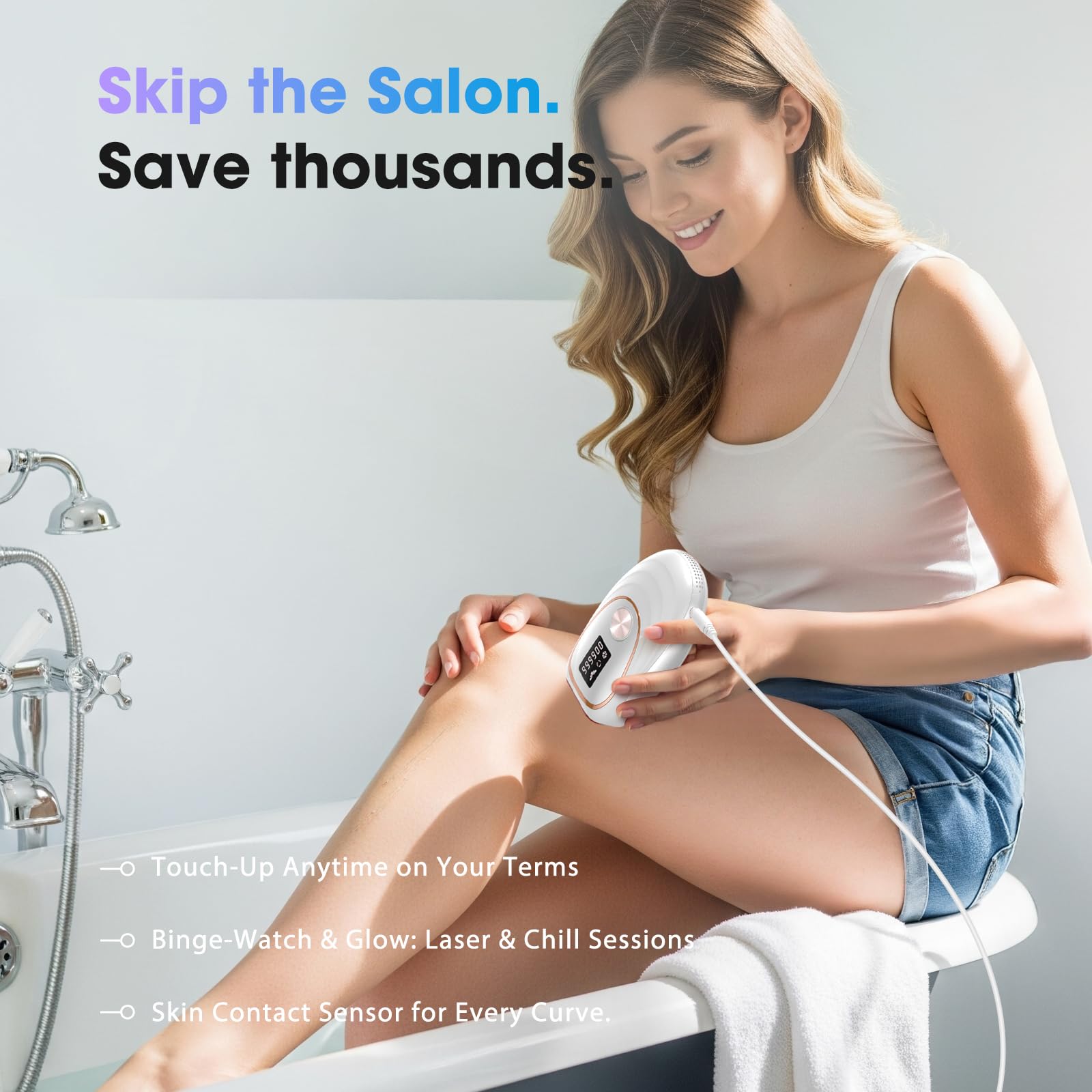 Oreeth IPL used on bikini line for precise hair reduction.
