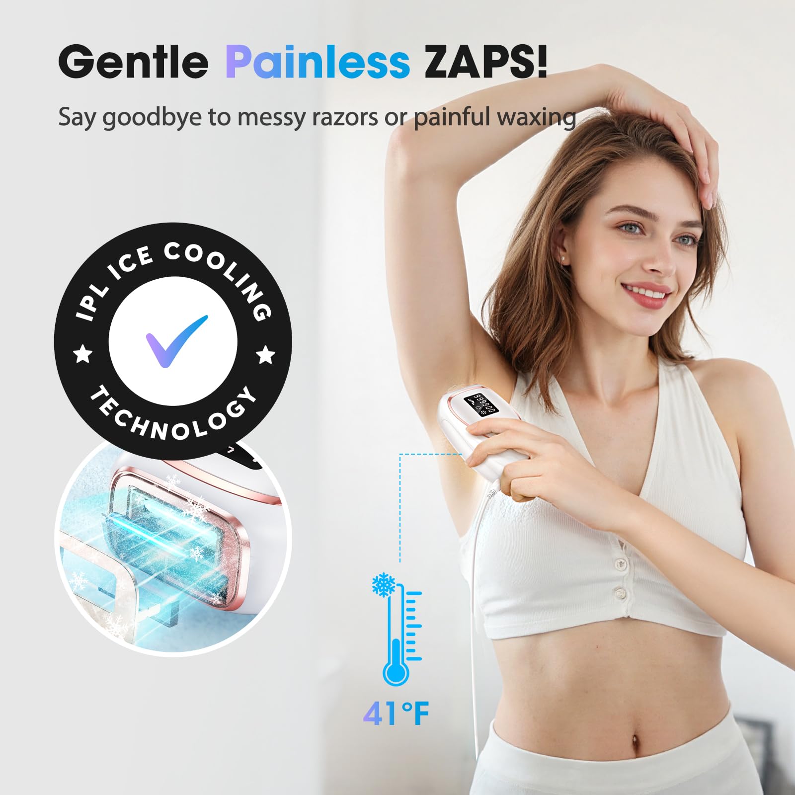 Oreeth IPL in use for a quick full-body session at home.