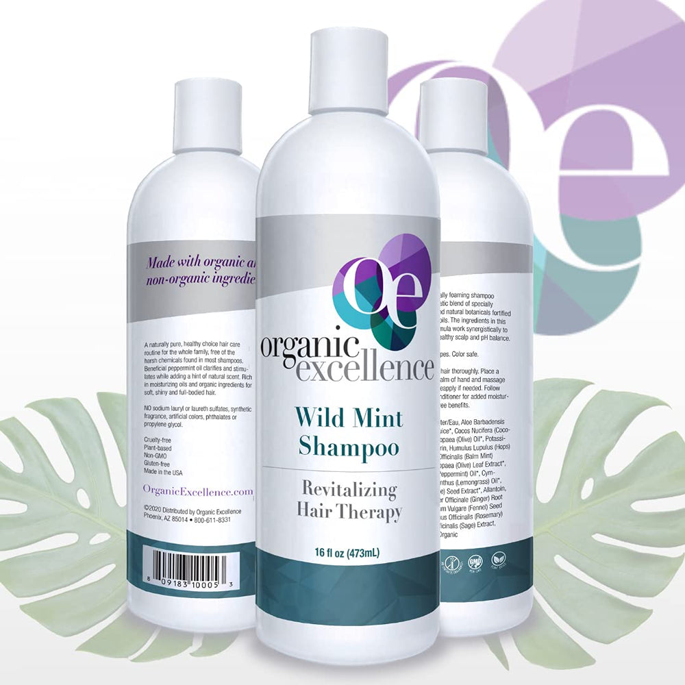 Organic Excellence shampoo pour application—gentle lather for scalp nourishment