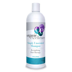 Organic Excellence unscented shampoo bottle—gentle, chemical-free cleanse for sensitive scalps.