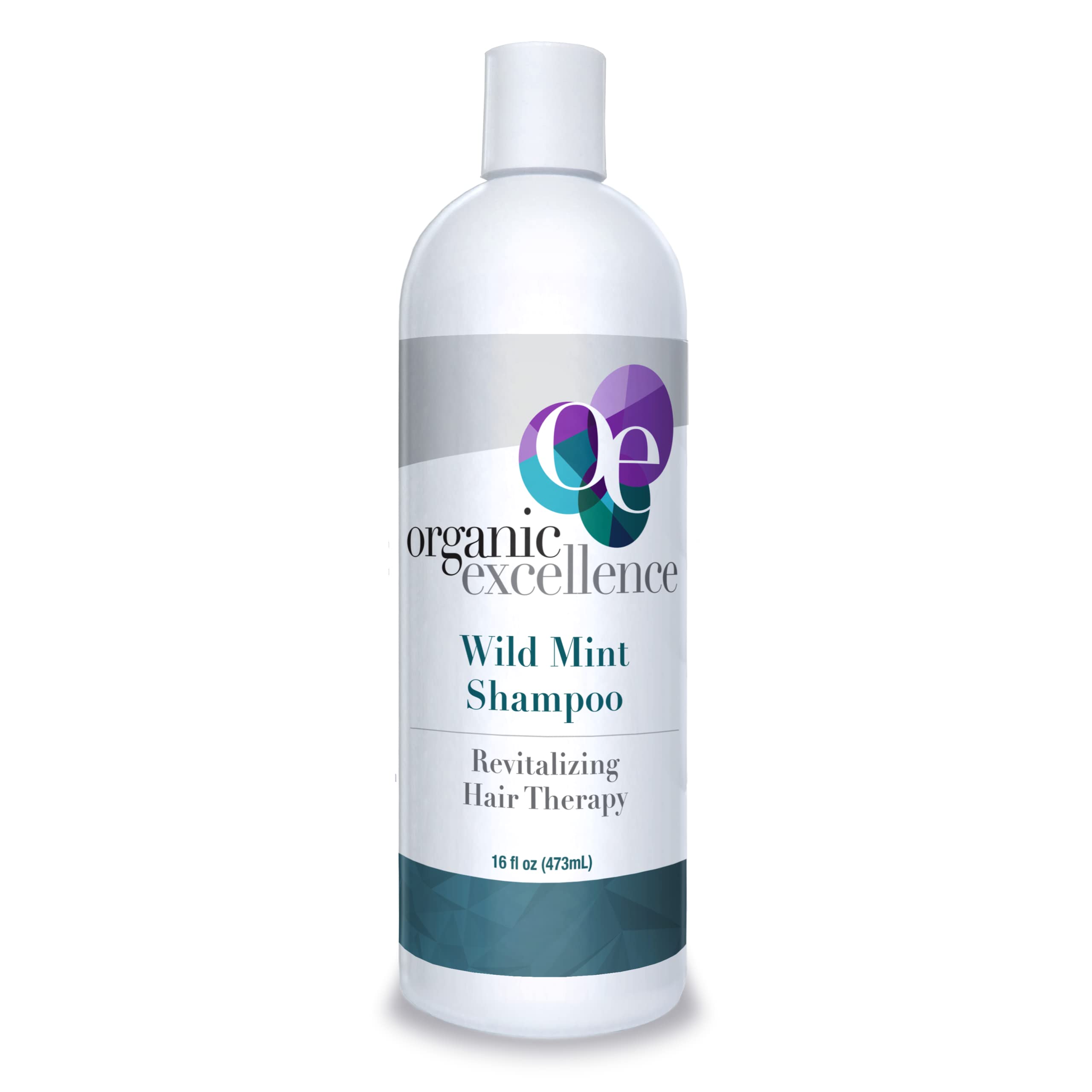 Organic Excellence Wild Mint Rosemary Shampoo bottle—refreshing cleanse for full-bodied hair