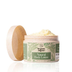 Organic Jaguar Natural Body Lotion bottle with tropical scent for daily hydration.