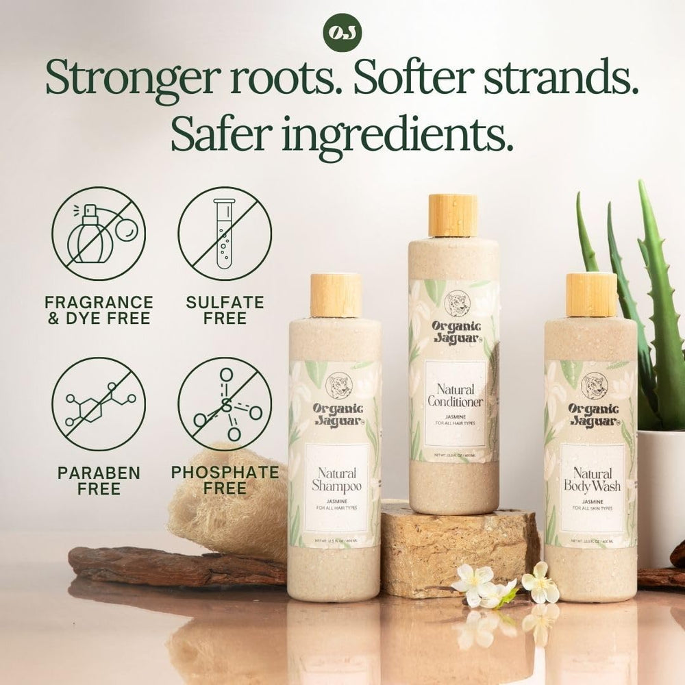 Organic Jaguar natural shampoo lather demonstrates gentle cleansing suitable for dry, color-treated hair.