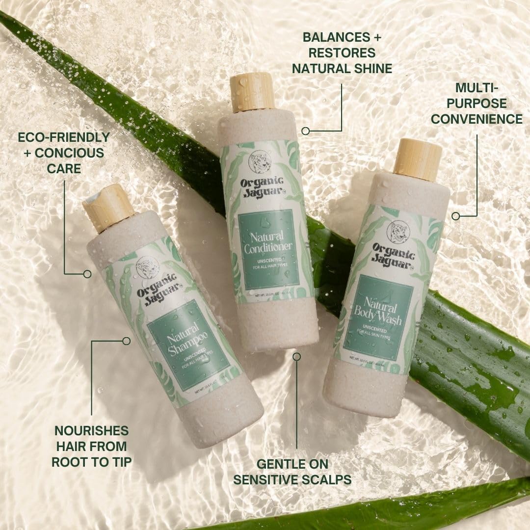 Organic Jaguar shampoo aloe vera leaf emphasizes soothing hydration