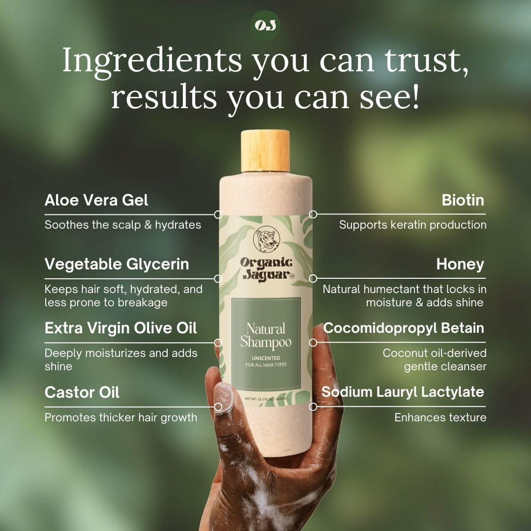 Organic Jaguar shampoo unscented foam suitable for fragrance-free routines