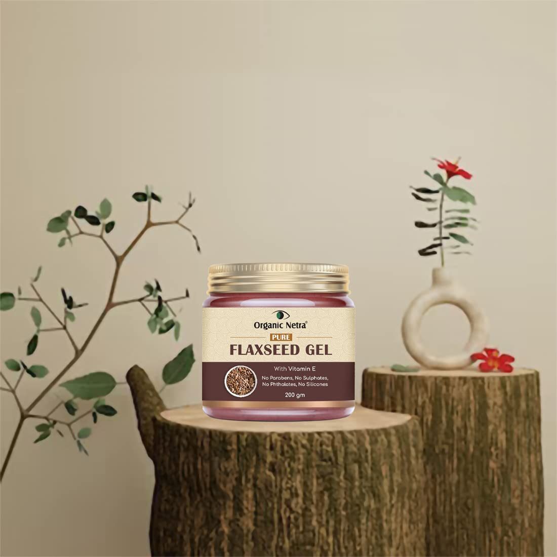 Organic Netra Pure Flaxseed Gel hair-definition closeup for curls.