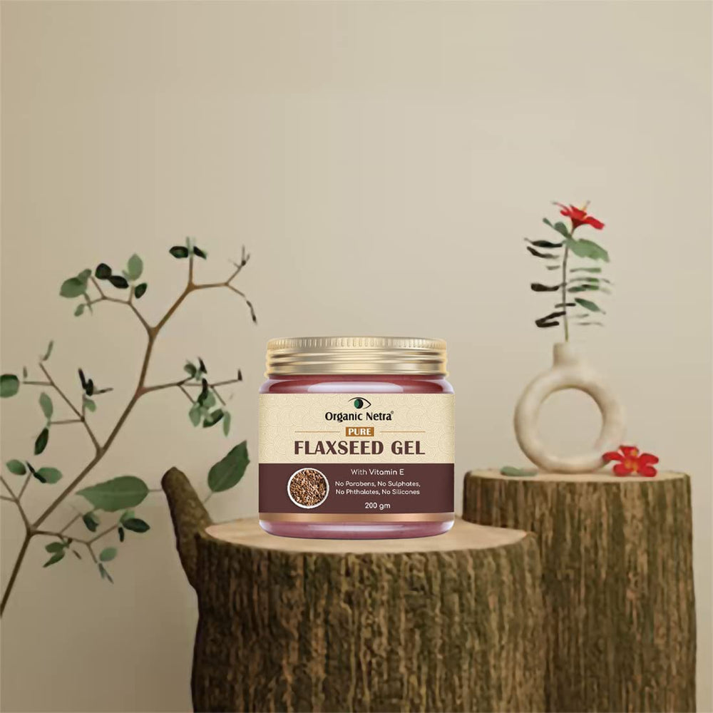 Organic Netra Pure Flaxseed Gel hair-definition closeup for curls.