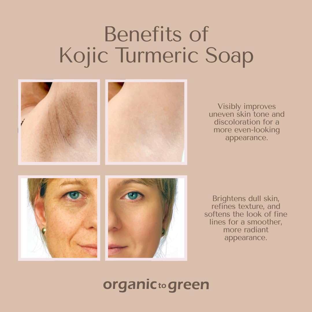 Organic To Green Kojic Turmeric Soap ginger scent bar for invigorating cleanse.
