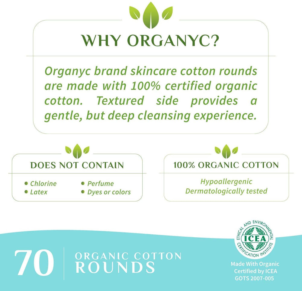 Organyc rounds support multi-task cleaning with soft absorbent fibers.