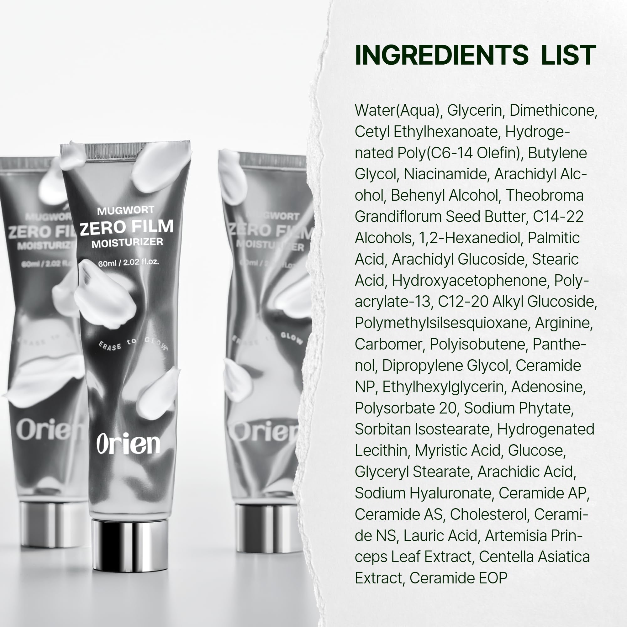 Orien Mugwort Zero Film Moisturizer being applied in a daily skincare routine