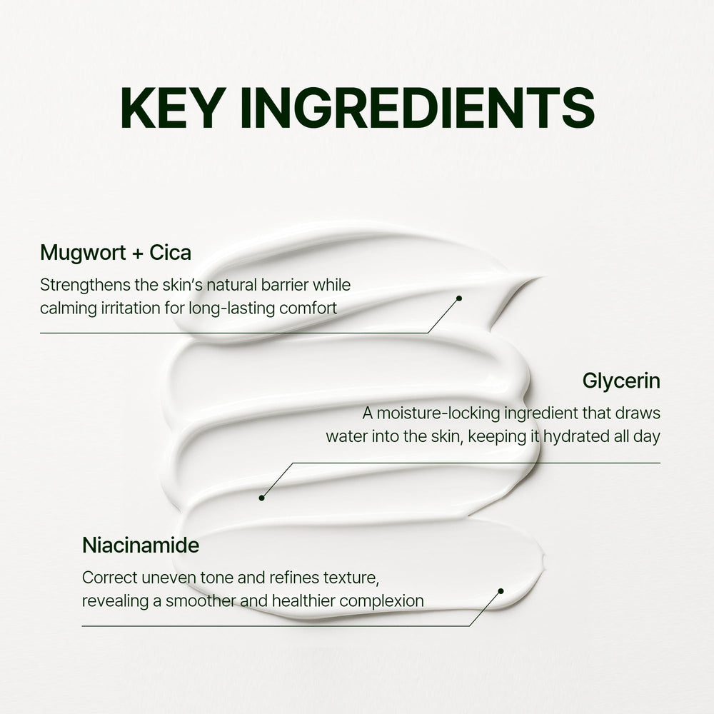 Orien Mugwort Zero Film Moisturizer featuring Panthenol and Sodium Hyaluronate for deep hydration