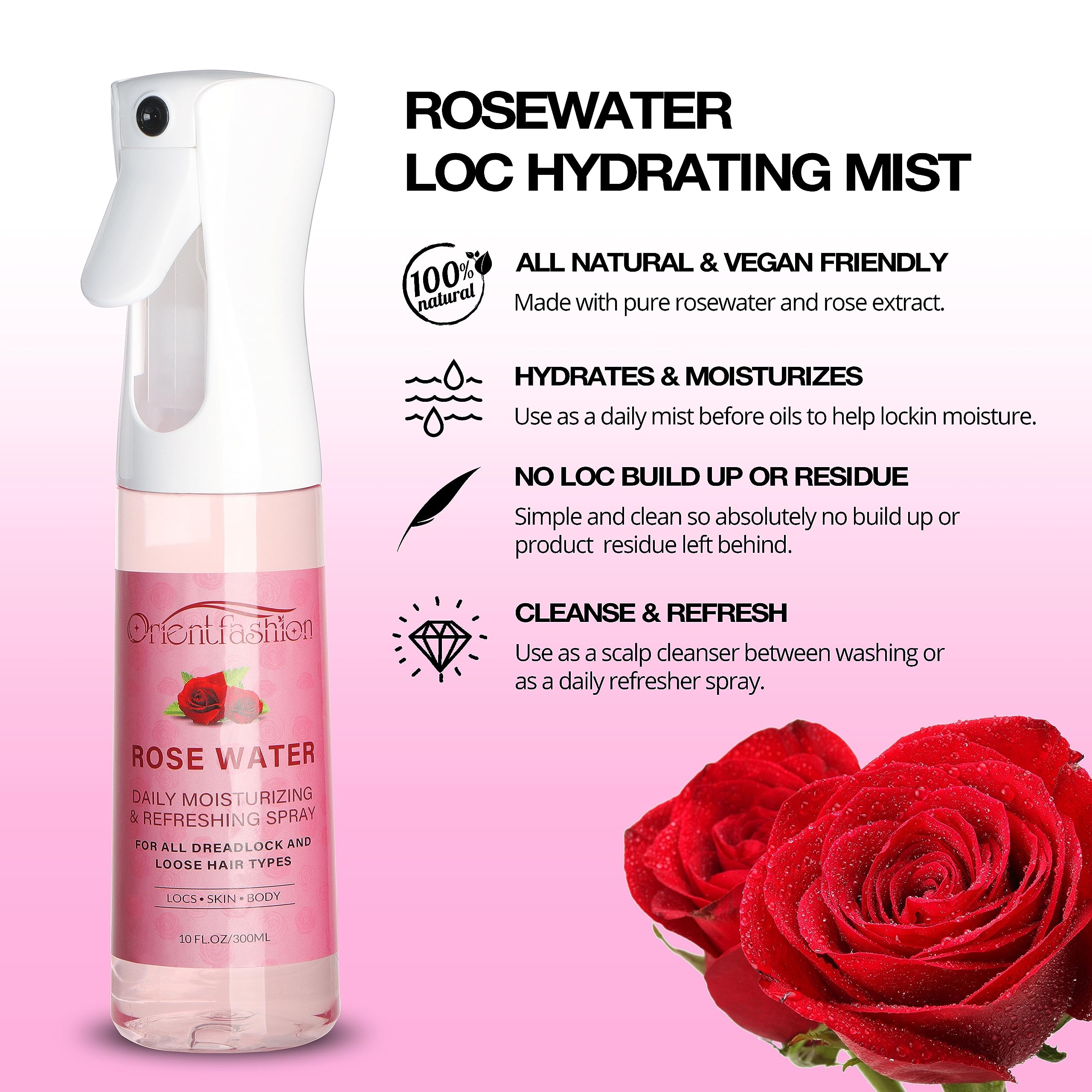 Orientfashion Locs care routine scene suggests daily-use spray for smooth texture and healthier-looking locs