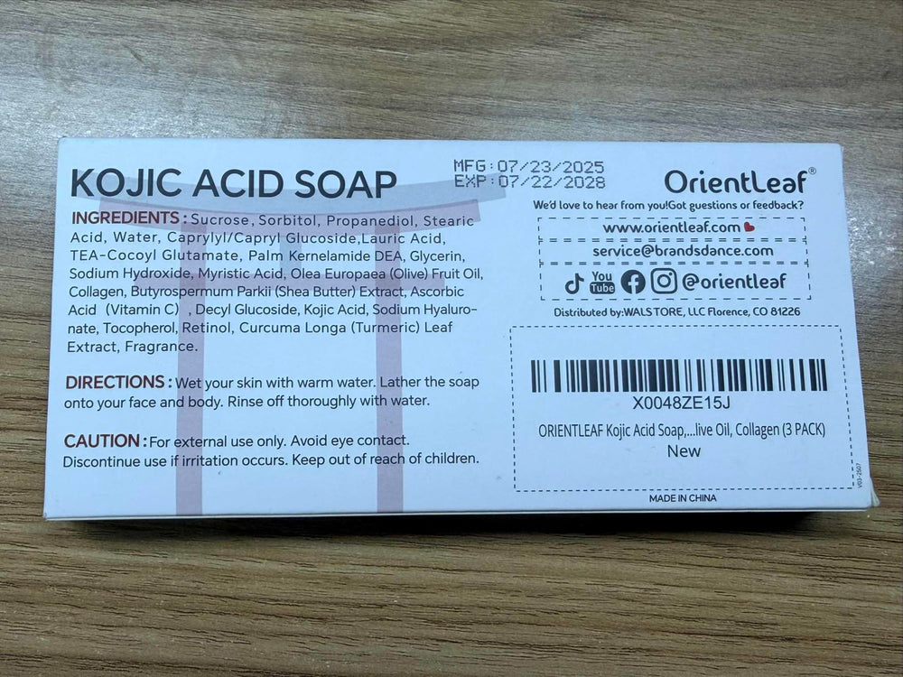 ORIENTLEAF product label close-up showing paraben-free cruelty-free claims