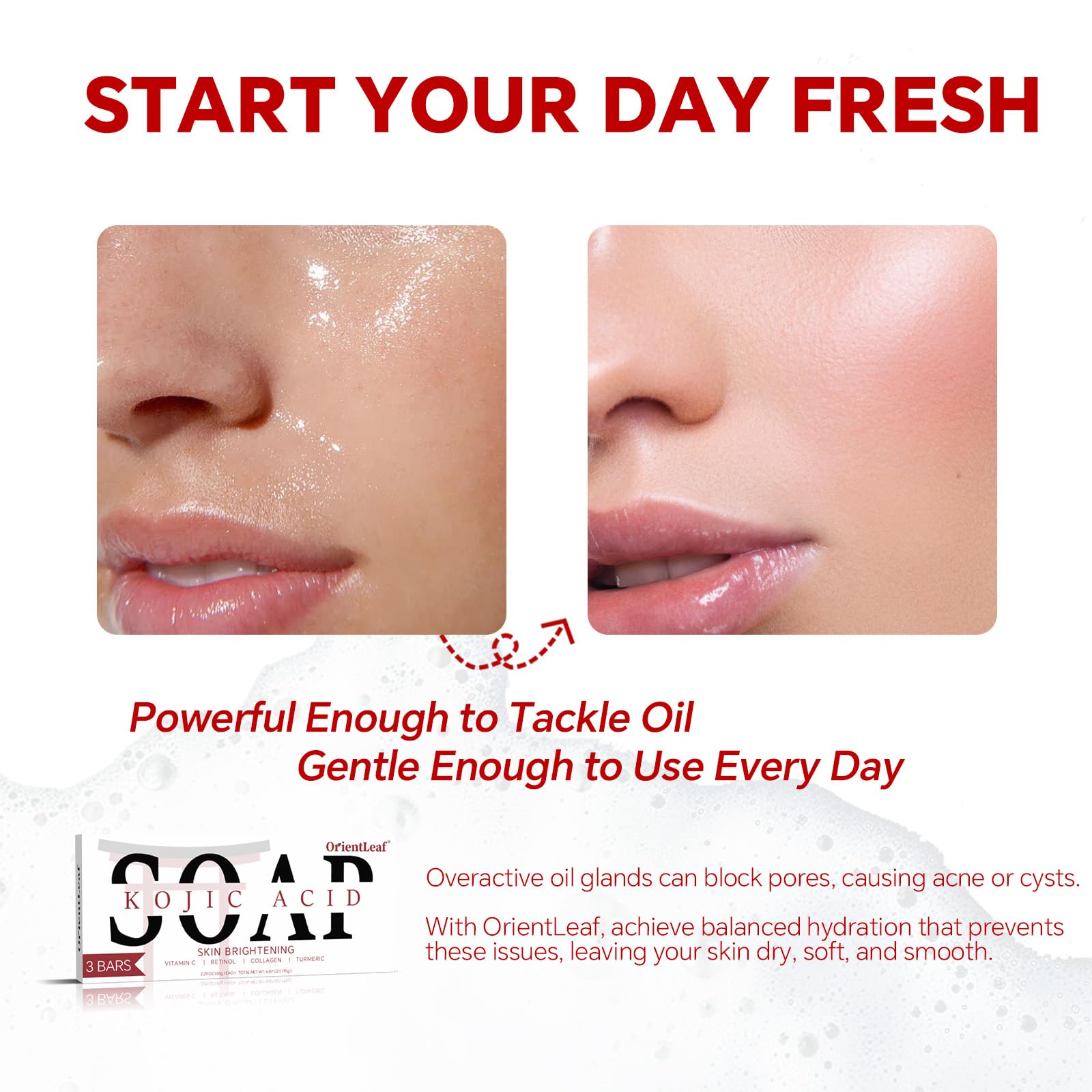 ORIENTLEAF single soap bar close-up highlighting smooth texture and moisturizing effect