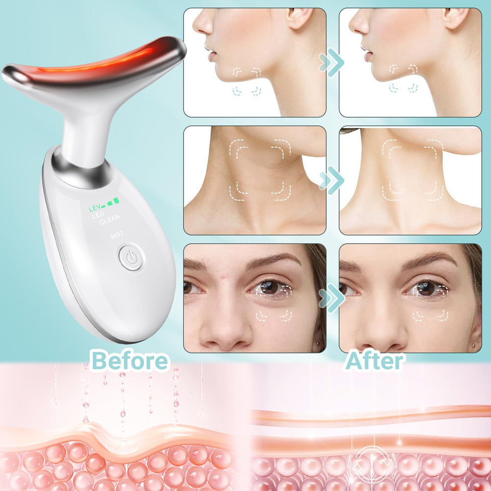 Oriflame skincare tool used on neck for smoother contouring