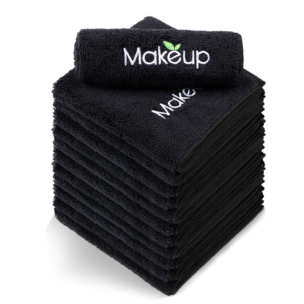 Orighty makeup remover wash cloths pack 12 in black for gentle cleansing and makeup removal.