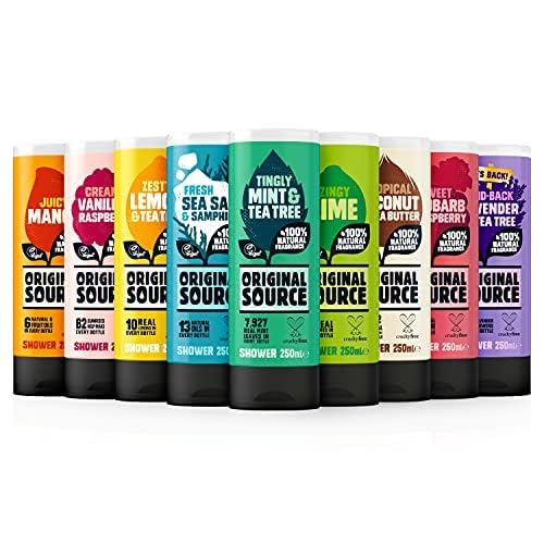 Original Source Tea Tree & Mint Shower Gel bottle in shower for morning refresh.