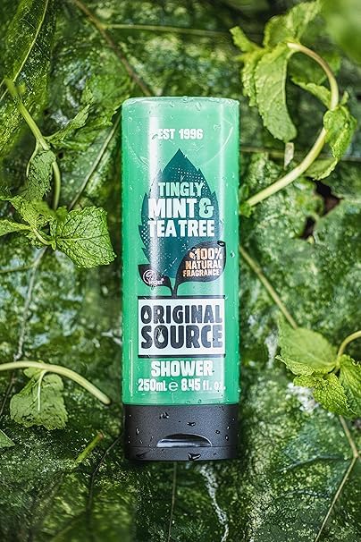 Original Source Tea Tree & Mint Shower Gel texture on skin delivering cooling wake-up.